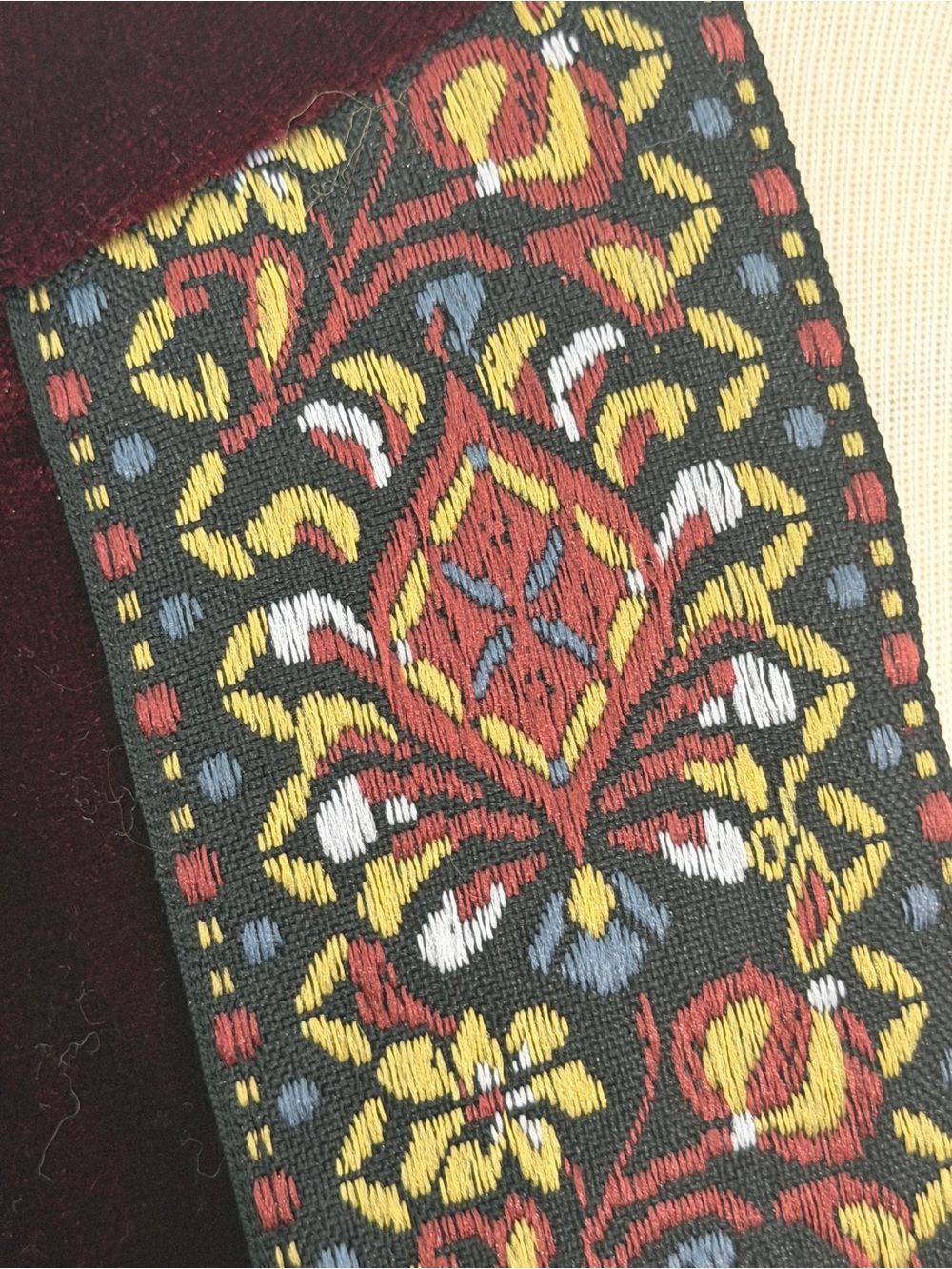 Rusttydustty Boho Embroidered Trim Velvet Open-Front Kimono - Burgundy Sz S SML - Picture 4 of 7